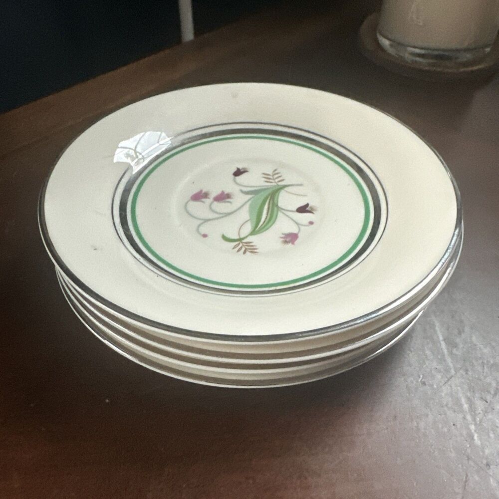 Set of 4 Syracuse China Old Ivory Coralbel 5.5" Saucer